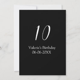 10-årsdag vit svart namn datum kalligrafi