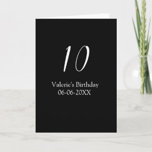 10-årsdag vit svart namn datum kalligrafi kort