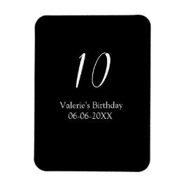 10-årsdag vit svart namn datum kalligrafi magnet
