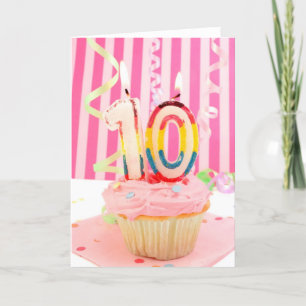 10-årsdagars cupkaka i rosa kort