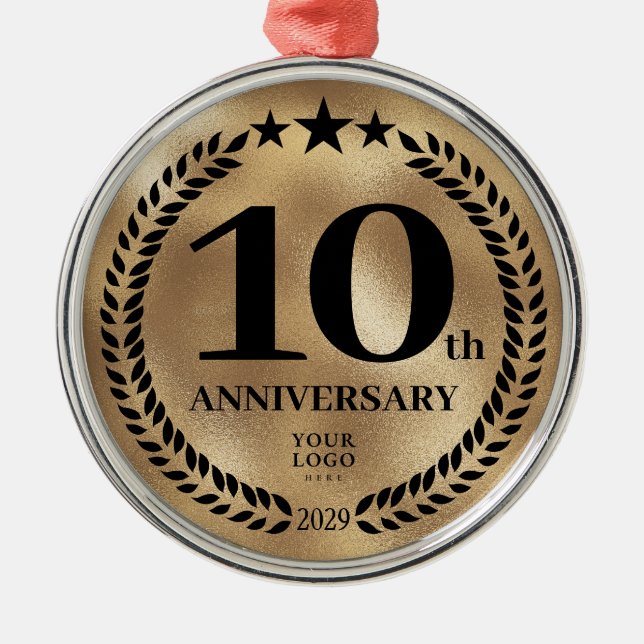 10-årsdagen av Guld-Logotypen - jul Julgransprydnad Metall (Framsidan)
