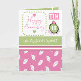 10-årsdagen av Lycklig Tin lägger till namn rosa Kort