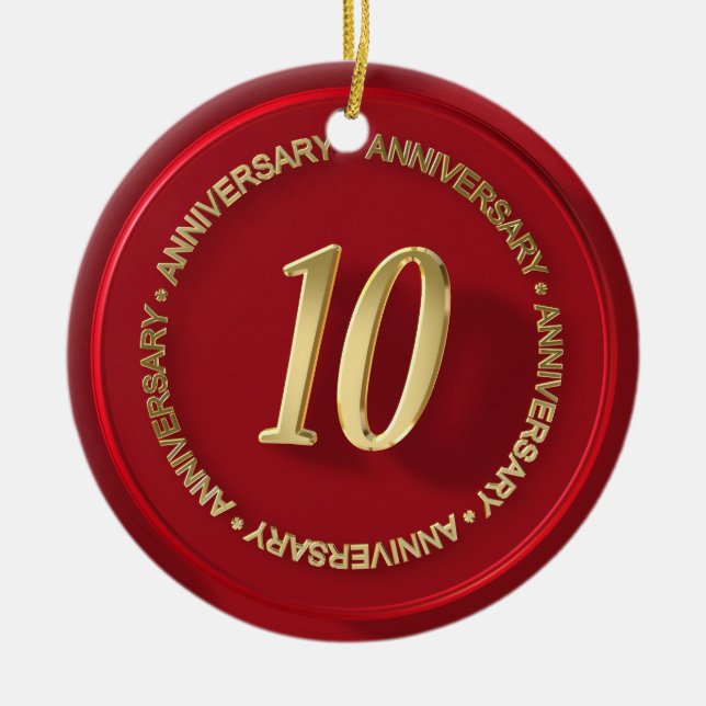 10-årsdagen av rödsäl i vax julgransprydnad keramik (Framsidan)
