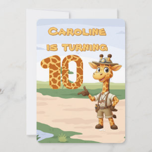 10-årsdagen Cute Explorer Giraffe på safari Inbjudningar