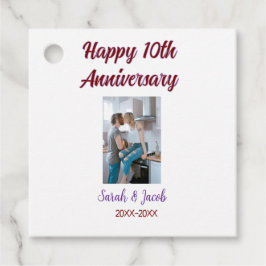 10-årsdagen för lycklig foto med bröllop par namn  gåvor etiketter