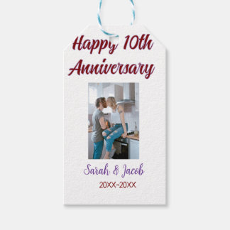 10-årsdagen för lycklig foto med bröllop par namn  presentetikett