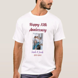 10-årsdagen för lycklig foto med bröllop par namn  t shirt