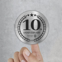 10-årsdagen för silver - Business Logotyp Sticker