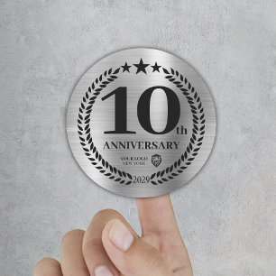 10-årsdagen för silver - Business Logotyp Sticker Runt Klistermärke
