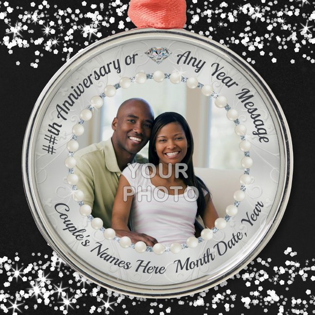 10-årsdagen Ornament, FOTO, Personlig Julgransprydnad Metall (Anniversary Ornament. Wedding Photo Ornament. Cheap Anniversary Gift Ideas. Inexpensive wedding gift)