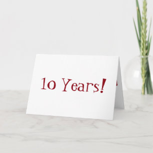 10-årsdagen, stor, röd och vit text. kort