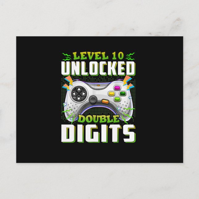 10-årsfest för pojkar med dubbla siffror videospel vykort (Framsida)