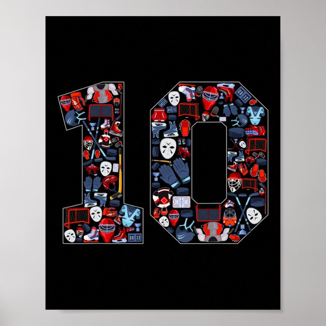 10-årsfest med ishockeytema för 10-åringar  poster (Framsidan)