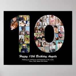 10-årsfirande Nummer 10 Anpassad fotokollage Poster