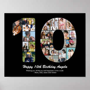 10-årsfirande Nummer 10 Anpassad fotokollage Poster
