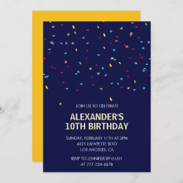 10-årsinbjudningar Boy Confetti Modern Inbjudningar