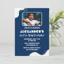 10-årsinbjudningar Boy Photo Simple Navy