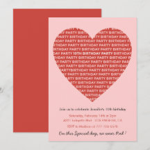 10-årsinbjudningar Modern Red Rosa