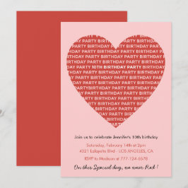 10-årsinbjudningar Modern Red Rosa Inbjudningar