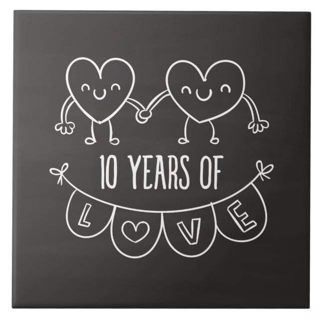 10-årsjubiléet av Hearter från Gift Chalk Kakelplatta (Framsidan)