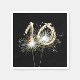 10-årsjubiléet Party Sparklers on Black Pappersservett