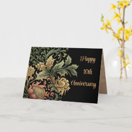 10-årsjubileum Anpassade Elegant Blommigt Black Kort