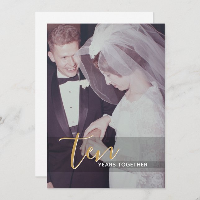 10-årsjubileum för bröllop & Fotoinbjudan Inbjudningar (Fram/baksida)