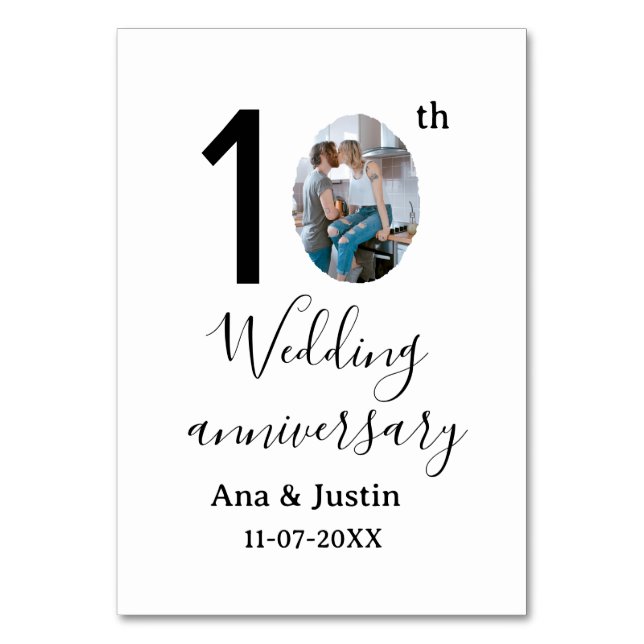 10-årsjubileum för bröllopsnamn foto fet bokstav s bordsnummer (Framsidan)