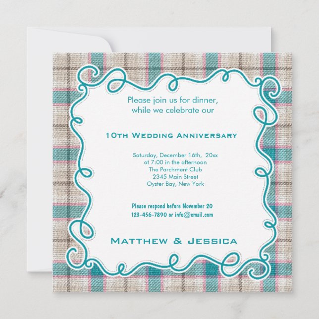10-årsjubileum för vigsel inbjudningar (Framsida)