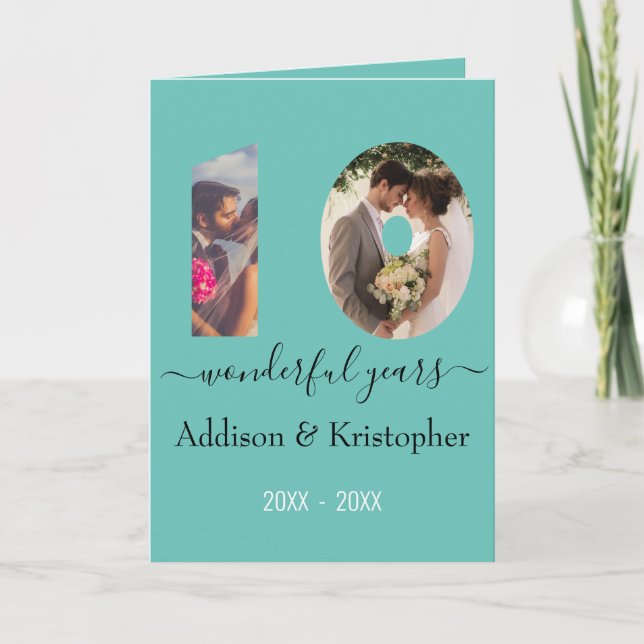 10-årsjubileum Kärlek Forever Photo Template Kort (Framsida)