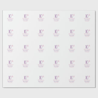 10-årsjubileum lila rosa fet retro namn förenkl presentpapper
