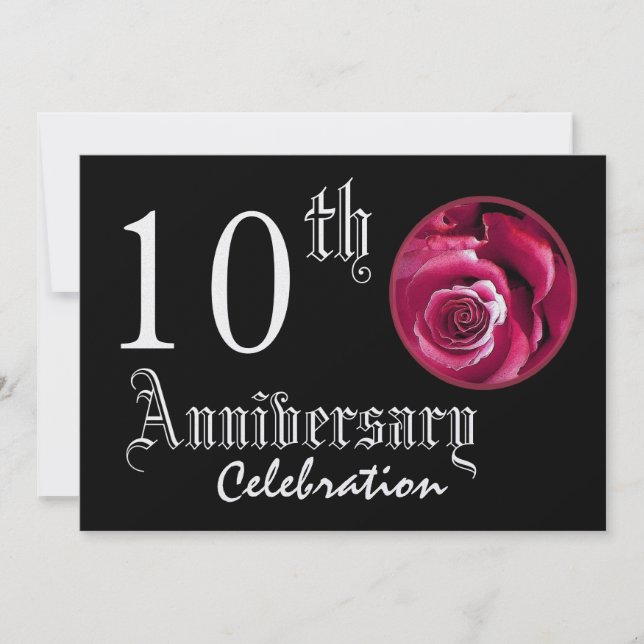 10-årsjubileum Röda Ros Premium Metallisk Inbjudningar (Framsida)