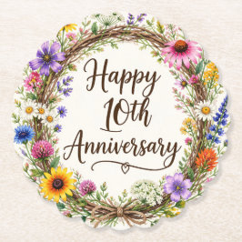 10-årsjubileumsblomma underlägg papper