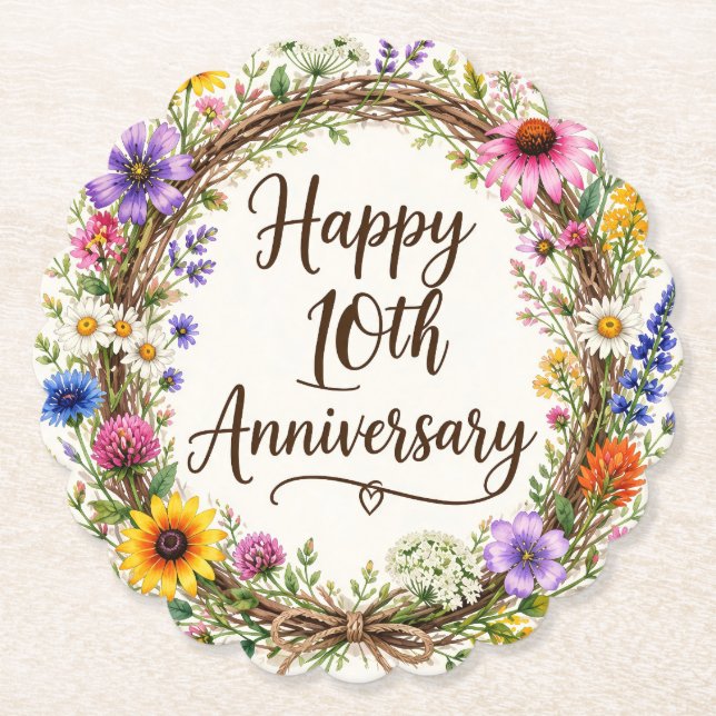 10-årsjubileumsblomma underlägg papper (Framsida)