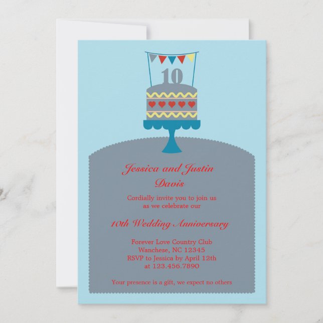 10-årsjubileumscak Invitation Inbjudningar (Framsida)