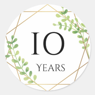 10-årsjubileumsdekaler runt klistermärke