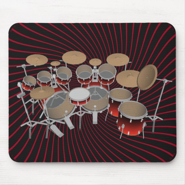 10 Biet Drum Kit: Red Spiral Graphics: Mousepad Musmatta (Framsidan)