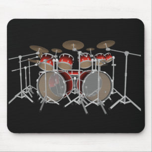 10 Biet trumsats: Röd uppsättning: Drums Mousepa Musmatta