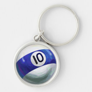 10 Boll Rund Silverfärgad Nyckelring