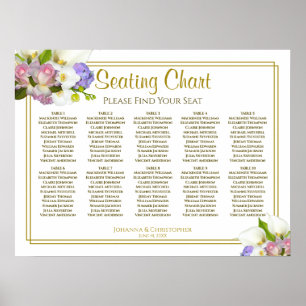 10 Bord Bröllop sätesdiagram Pastellns Blommigt Poster
