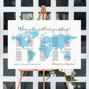 10 Bord Destinations World Map Seating Chart Poster
