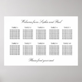 10 Bord Elegant Minimalistisk Placeringsplan Poster