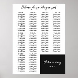 10 Bord | Elegant Modern sittplatsplan för Bröllop Poster