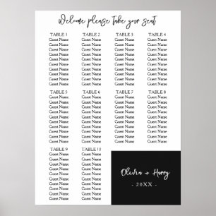 10 Bord Elegant Modern sittplatsplan för Bröllop Poster
