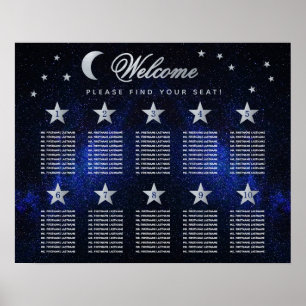 10 Bord Stjärnor Himmel Celestial Bröllopsplatskar Poster