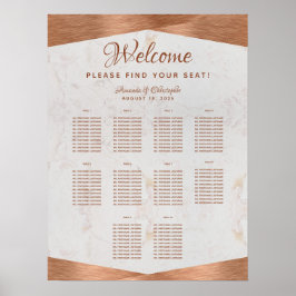 10 Bords Wedding Sittplatskarta Falsk Koppar Marmo Poster