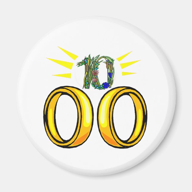 10 bröllop-årsdagen t magnet (Framsidan)