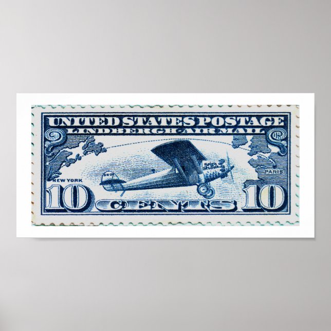 10 Cent Lindberg Luft Mail Frimärke Poster (Framsidan)