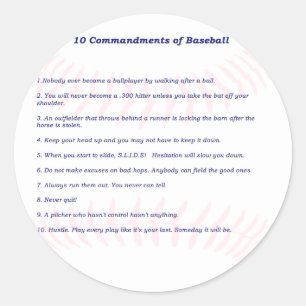 10 Commandments av baseball! Runt Klistermärke