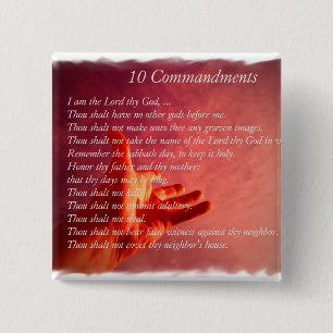 10 Commandments klämmer fast Knapp